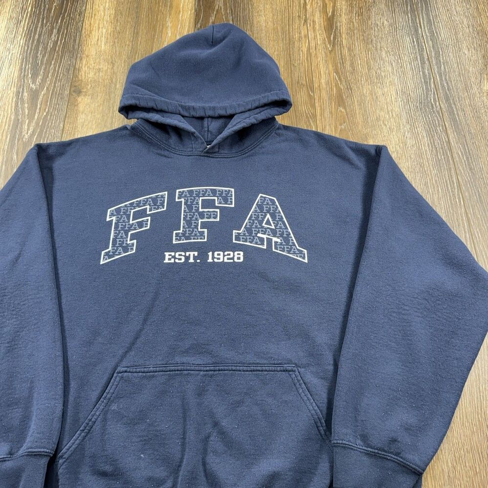 Vintage FFA Hoodie Mens XL Blue Sweatshirt Future Farmers Of America Y2K Sweater